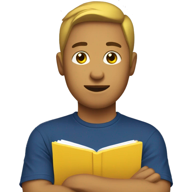 kan yewearing a dark blue T-shirt, holding a yellow notepad emoji