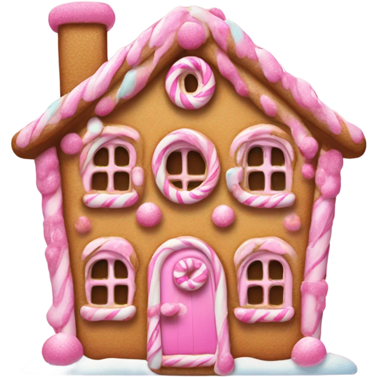A pink gingerbread house emoji