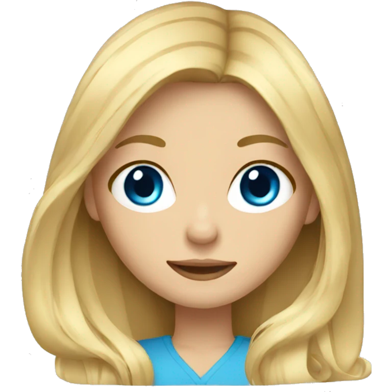 blonde girl with long layed hair and blue eyes emoji