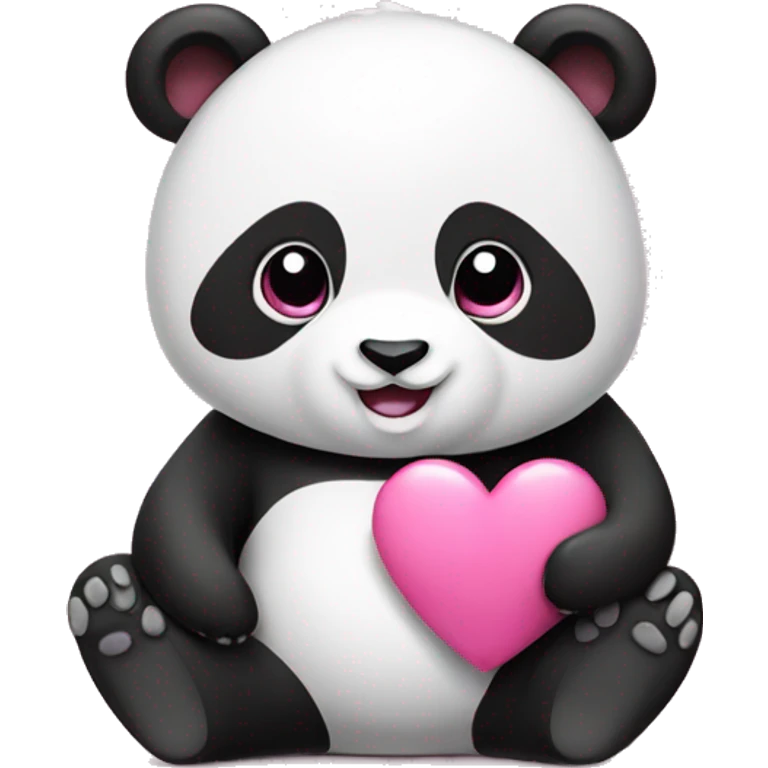 Panda holding pink heart  emoji