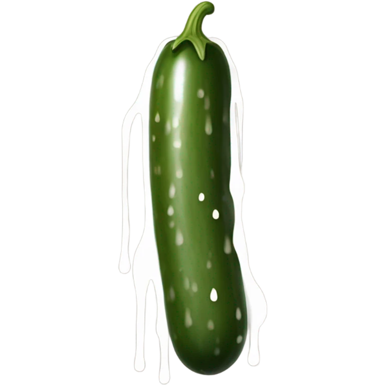 Dark brown long cucumber with white paint dripping emoji