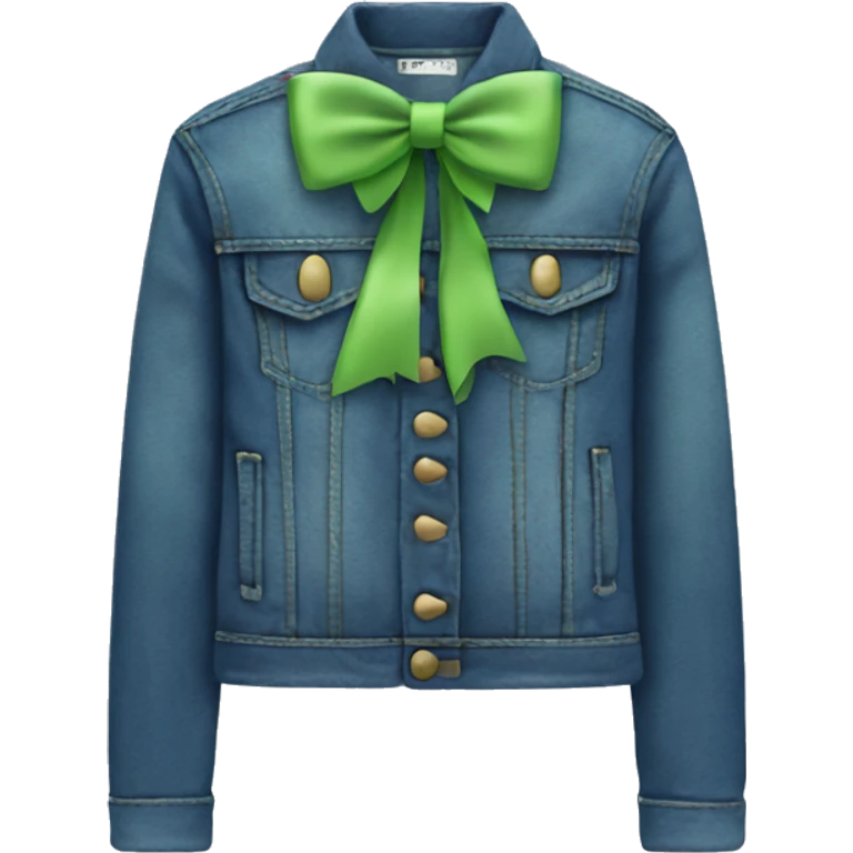 Denim jacket with soft green bow emoji