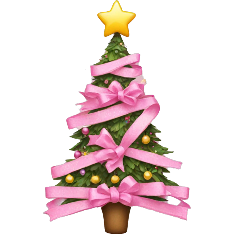 Pink bow christmas tree emoji