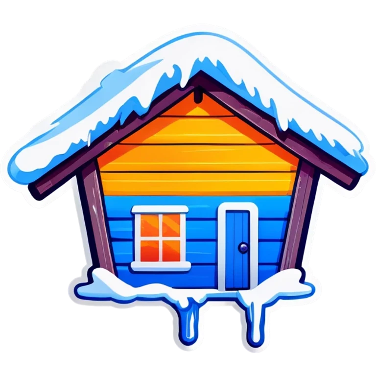 Blue wooden hut, in winter emoji