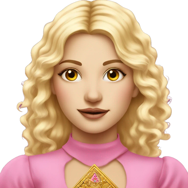 Blonde beautiful girl with pink pink tarot gold cards emoji