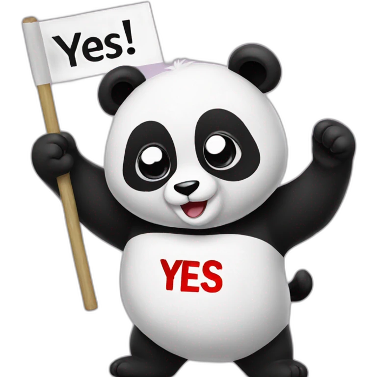 Panda holding a sign that says YES emoji