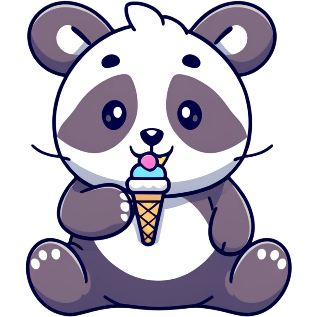 Panda eating ice cream emoji