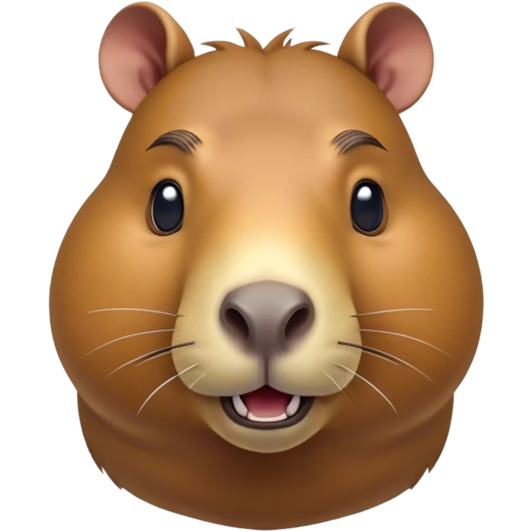 Cinematic Comical Capybara Portrait Emoji, Head tilted dramatically with an exaggeratedly shocked expression, featuring a robust, rotund build and a distinct capybara head with a broad snout and small ears, with wide, comically expressive eyes full of humorous disbelief, Simplified yet hilariously expressive features, highly detailed, glowing with a slightly sassy natural glow, high shine, dramatic yet playful, stylized with an air of quirky charm, soft glowing outline, capturing the essence of a meme-worthy capybara that looks ready to side-eye its way into viral fame! emoji
