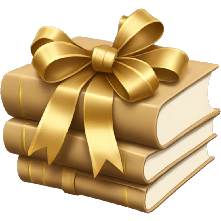 beige books stacked up and tied together by a golden bow emoji