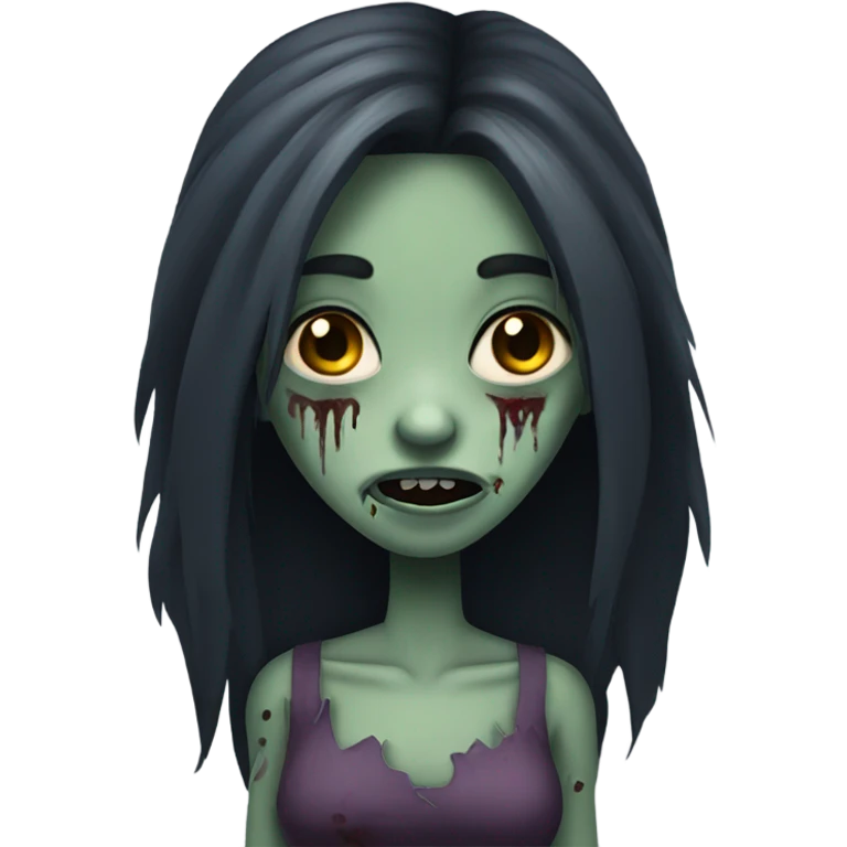 girl zombie with dark long hair emoji