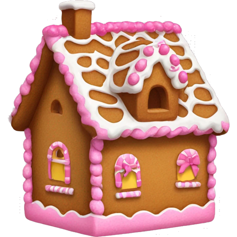 Gingerbread house with a pink bow  emoji