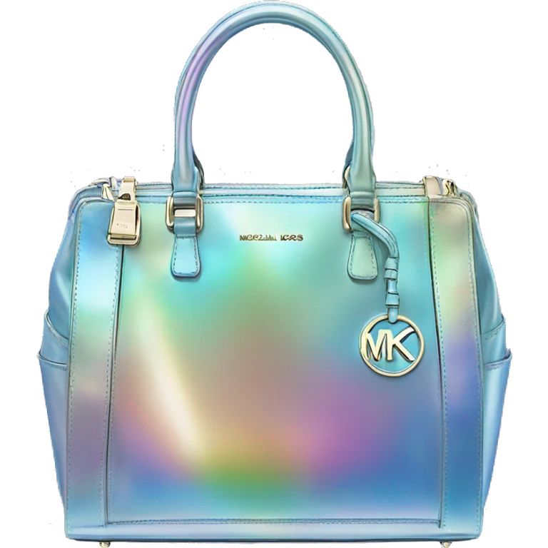 Realistic iridescent designer Michael kors satchel purse. emoji