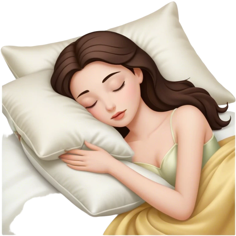 sleeping beauty brunette white girl with a silk pillow emoji