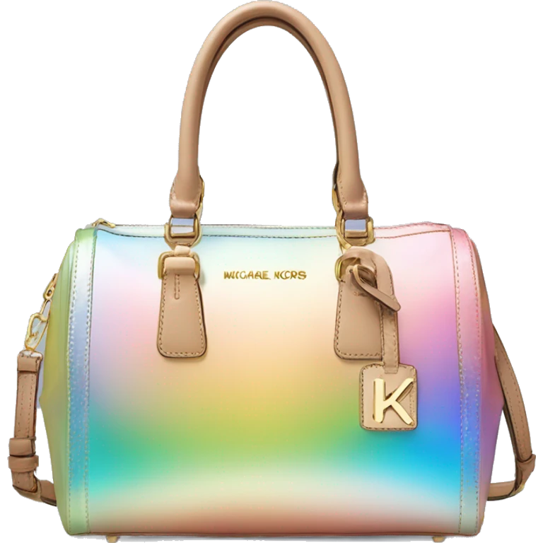 Realistic iridescent pastel rainbow michael kors satchel purse. emoji