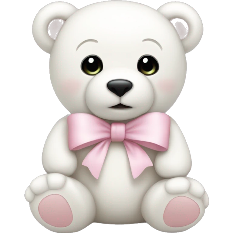 White teddy bear with light pink bow emoji