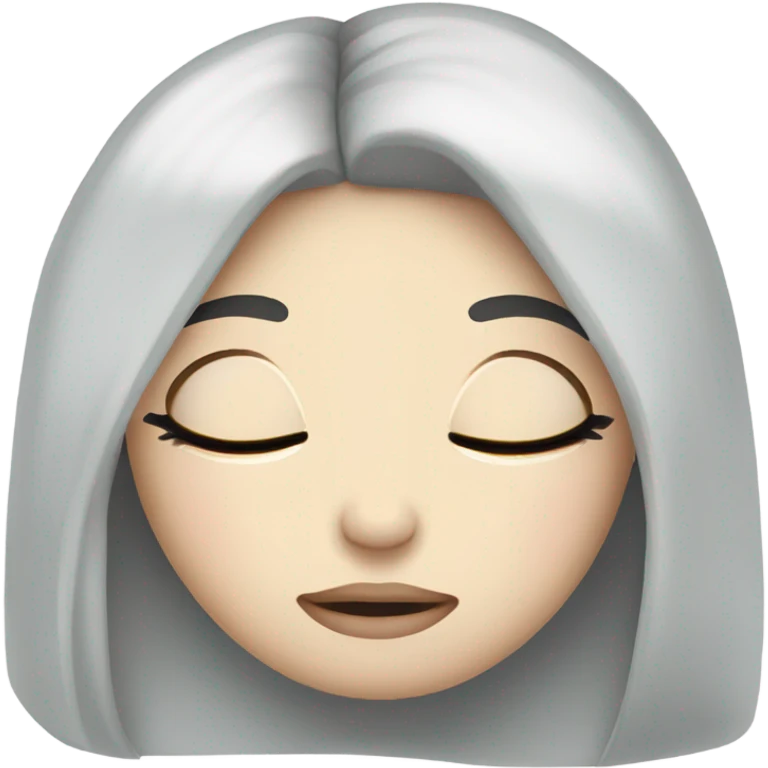 pale girl with long black hair sleeping  emoji