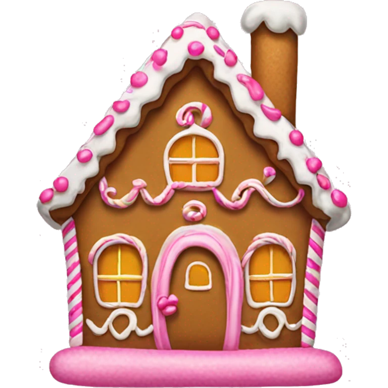 Gingerbread house with a pink bow  emoji