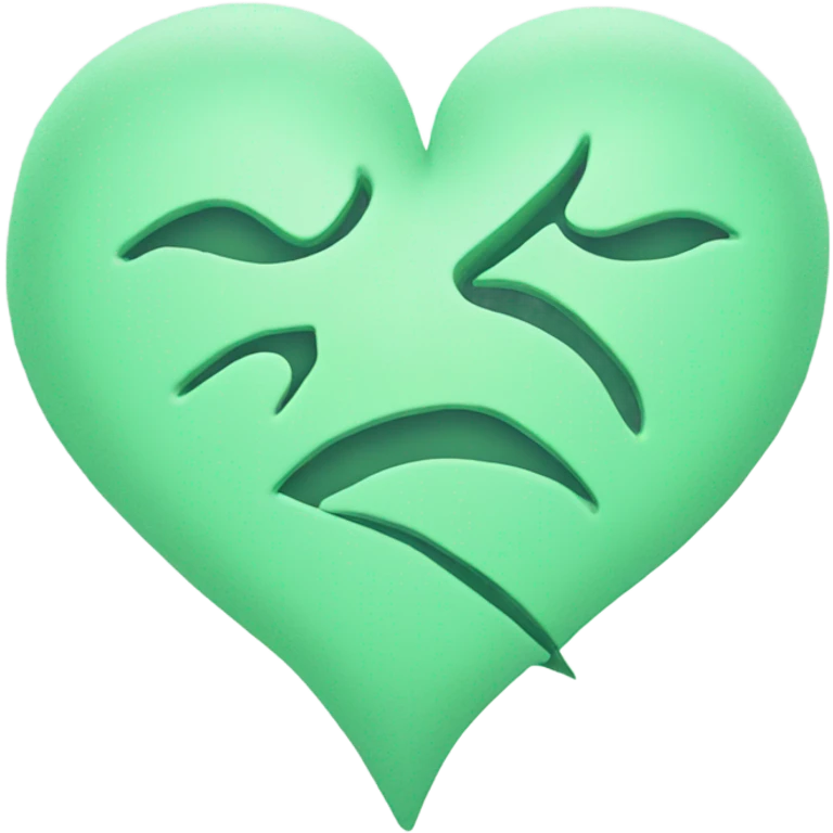 Pastel green colour broken heart emoji