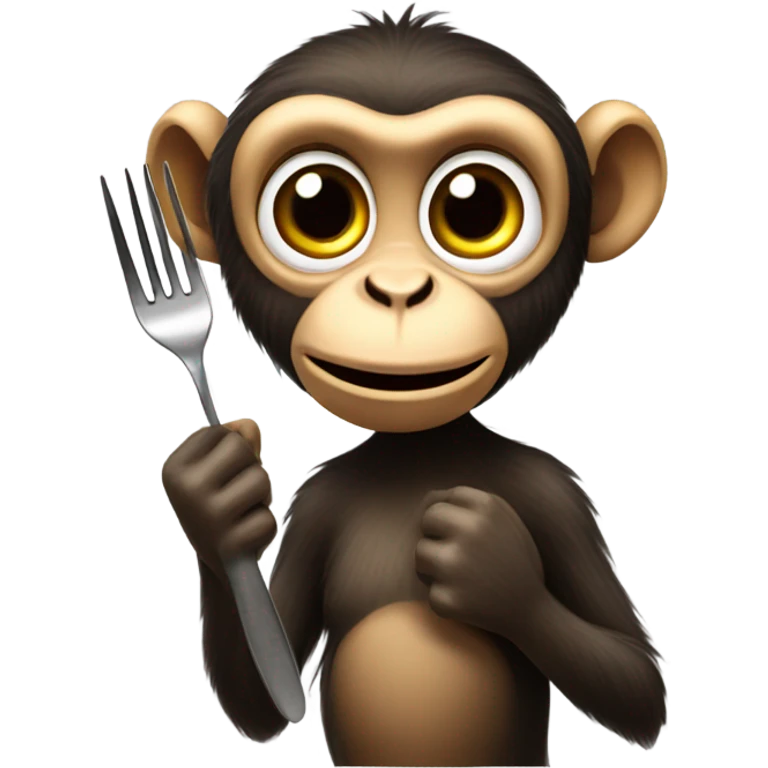 monkey holding fork emoji