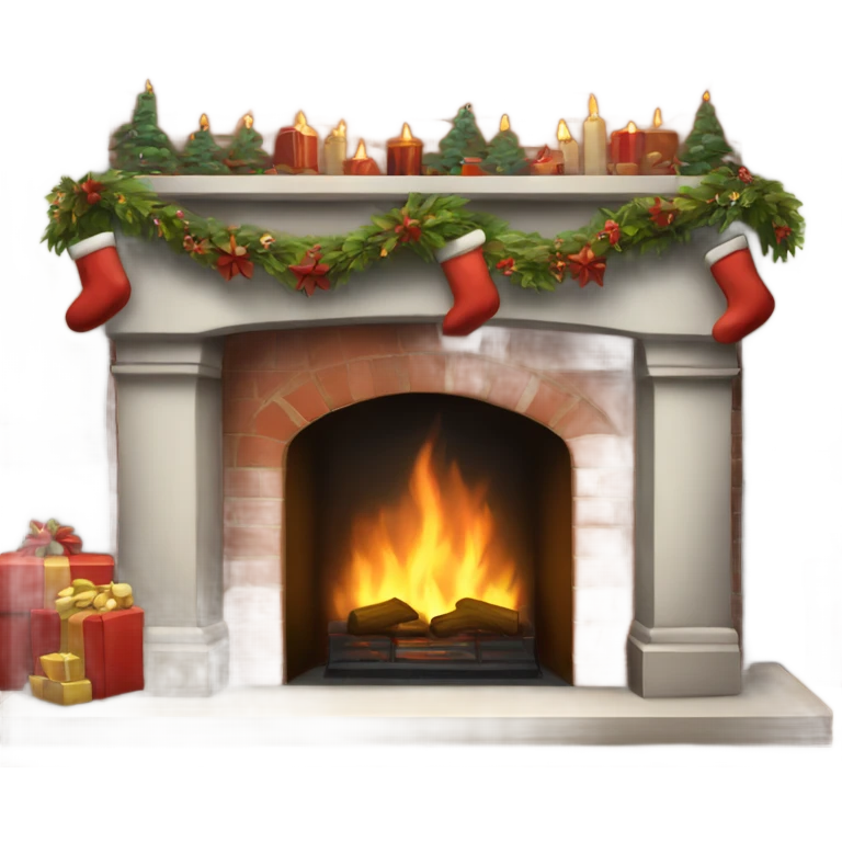 Realistic Christmas fireplace emoji