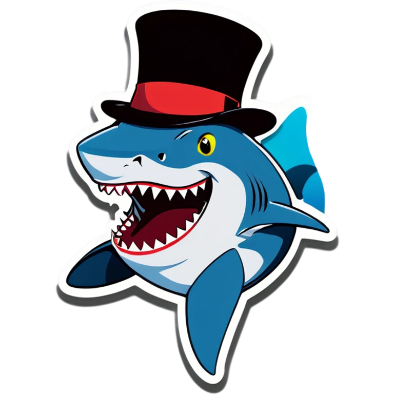Shark with a top hat emoji