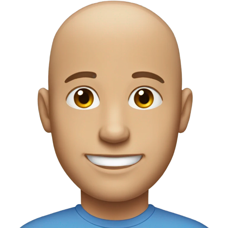 bald male in blue shirt smiling  emoji