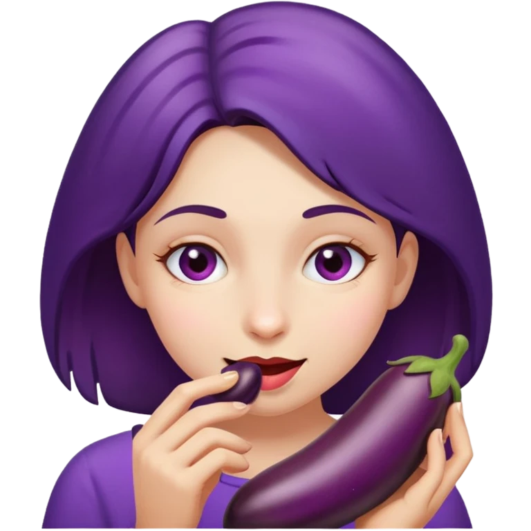 girl eating a eggplant  emoji