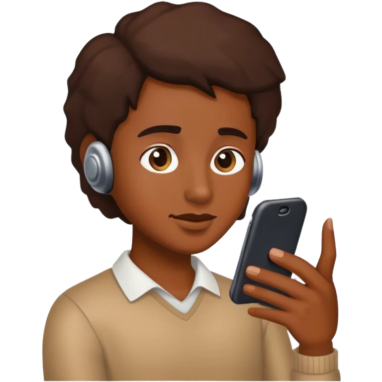 Una persona morena usando el celular emoji