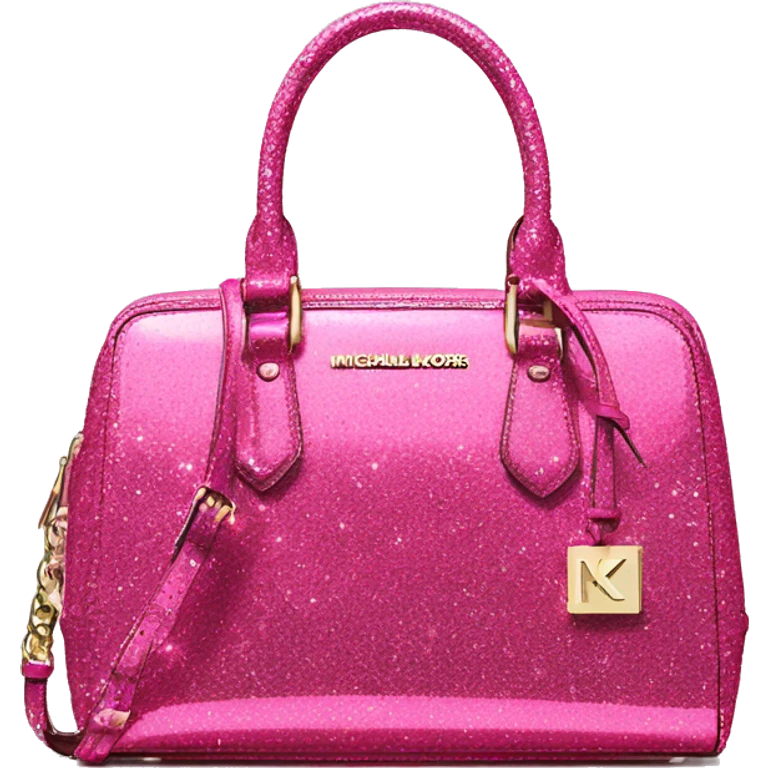Realistic ultra pink glitter michael kors satchel purse. emoji
