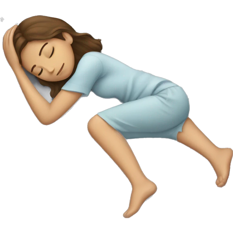 Girl with brown hair sleeping on gray pillow  emoji