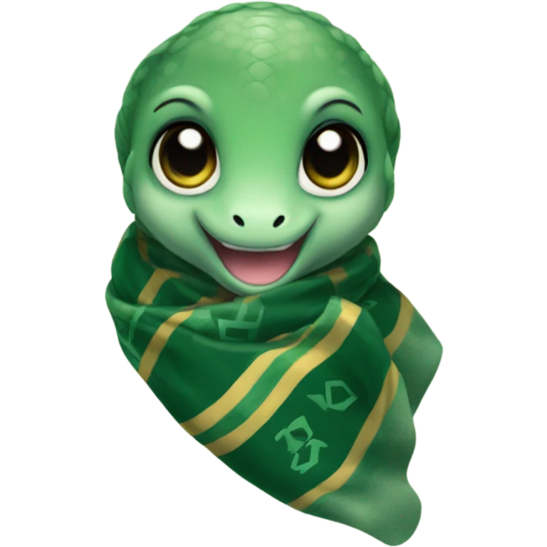 cute baby snake wearing Slytherin scarf hogwarts emoji
