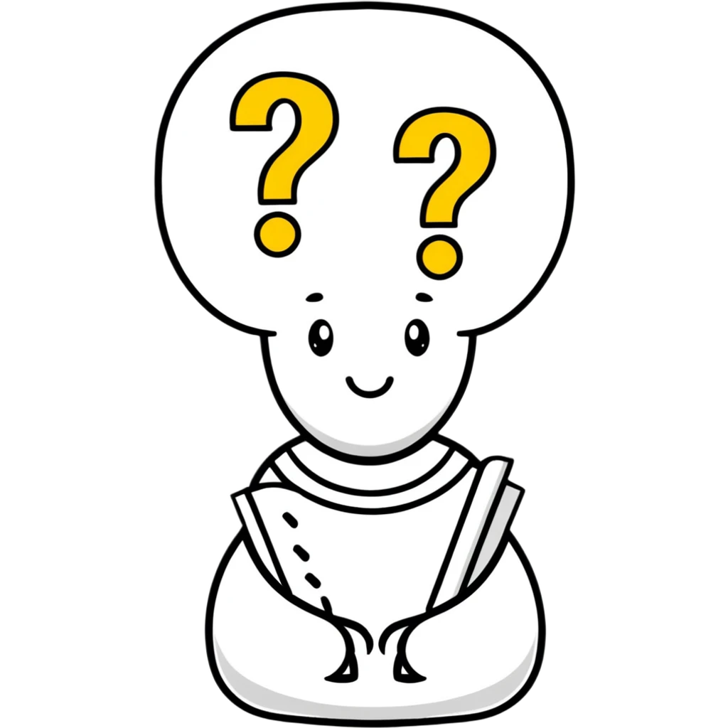 cute thinking character with question marks emoji