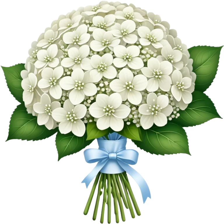 White hydrangea and baby breath bouquet  emoji