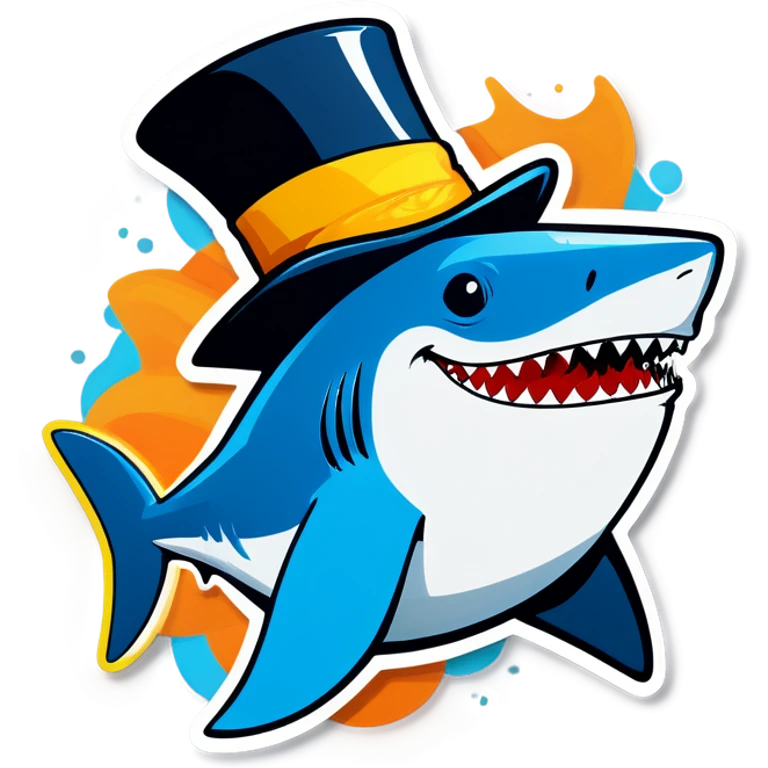 Shark with a top hat emoji
