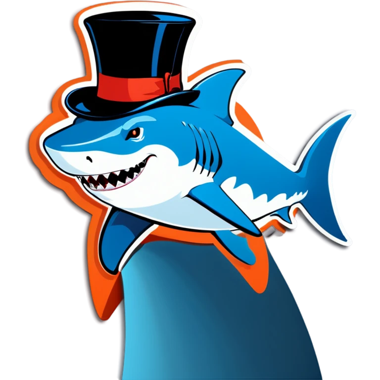 Shark with a top hat emoji