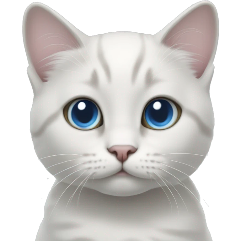 White and Light gray munchkin cat blue with eyes standing emoji