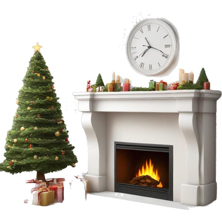 White asthetic clean Christmas fireplace  emoji