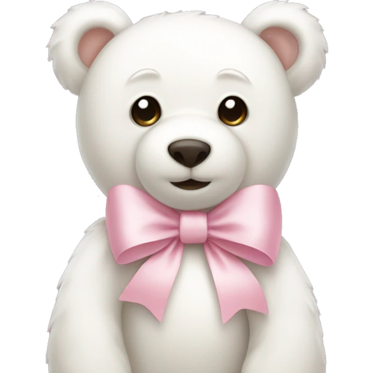 White teddy bear with light pink bow emoji