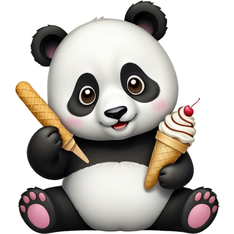 Panda eating ice cream emoji