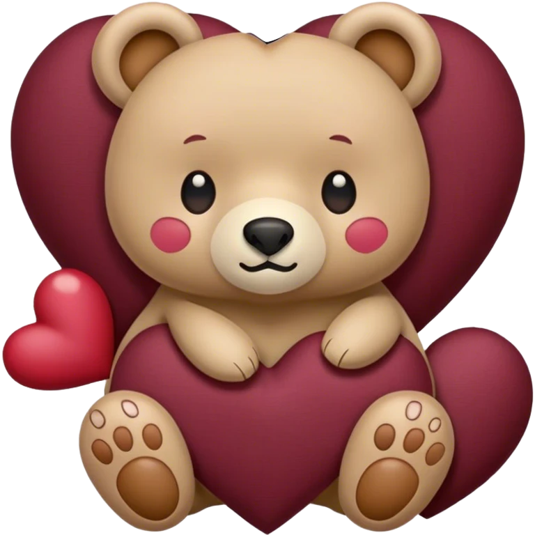 Beige heart and bear burgundy  emoji