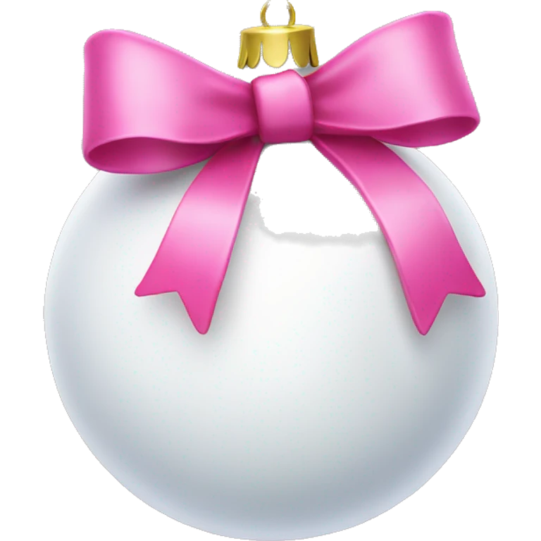 Plain White Christmas ornament with a pink bow on top emoji