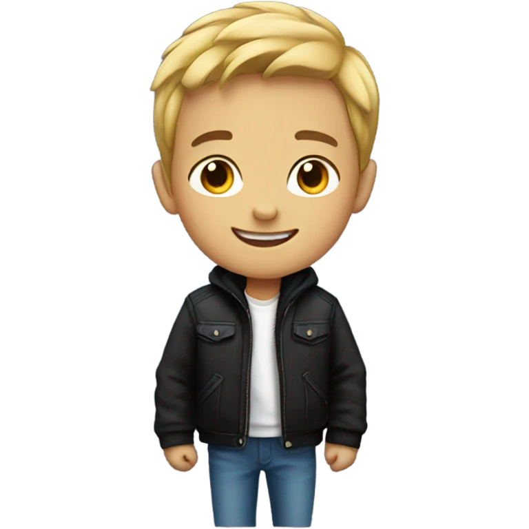 smiling boy in black jacket emoji