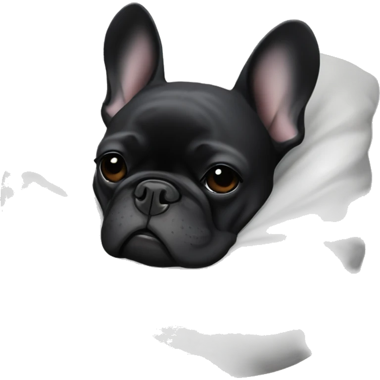 An all-Black French bulldog napping emoji