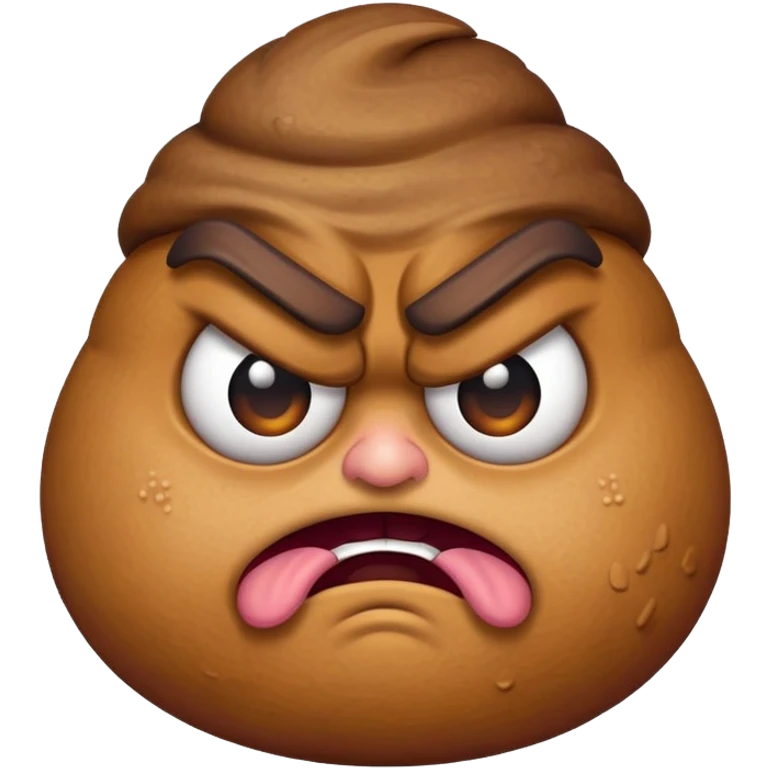 grumpy poop emoji with angry eyebrows emoji