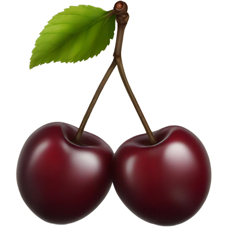 two burgundy cherries on black stem emoji