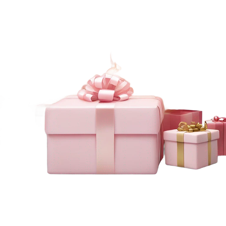 Light pink Christmas gifts under a white Christmas tree  emoji