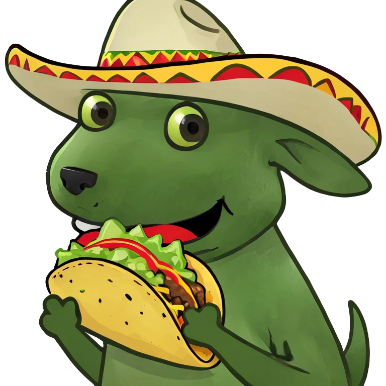 A dog eating a taco emoji