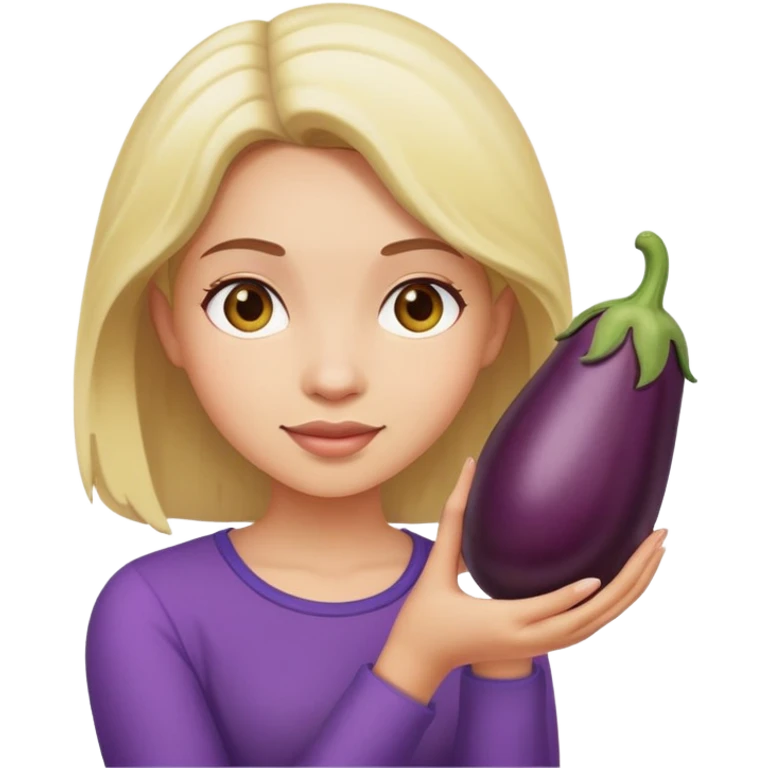 a girl holding a eggplant  emoji