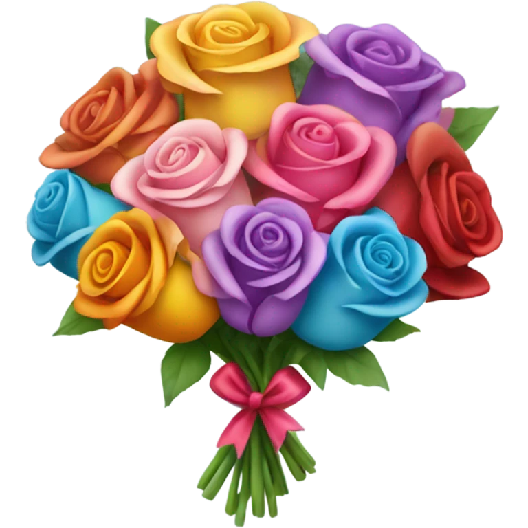 Boquet of roses with cute bow emoji