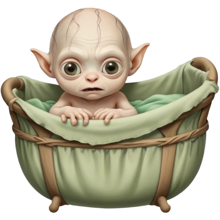 Baby gollum from lord of the rings in bassinet emoji